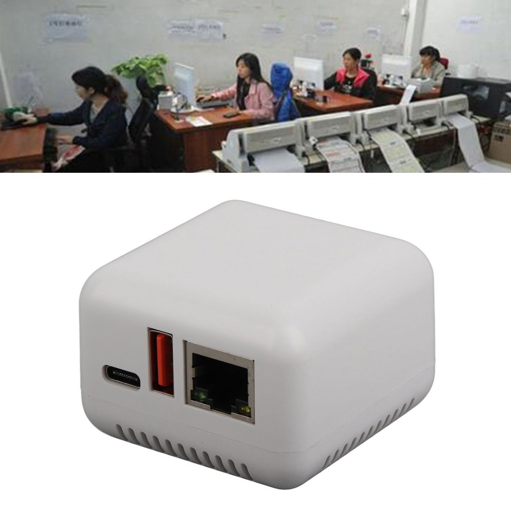 USB 2.0 Network Print Server Print Server with Multiple Interfaces, Supports Image Printing and 256GB, LAN Print Share Server for for for Linux for Android (US Plug