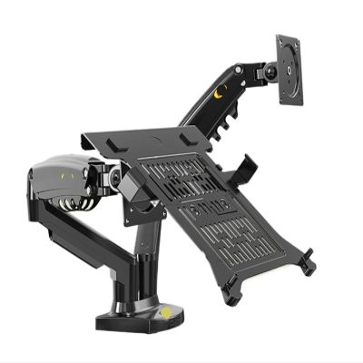 AVXANKTG Dual Monitor Laptop Stand with USB3.0 F160-FP Gas Spring Dual Arm for 17"-27" Monitor + 10"-17" Laptop Stand