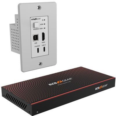 BZBGEAR 4K UHD 18Gbps HDMI/USB-C/KVM Wall Plate Transmitter & Receiver Kit up to 230ft - BG-EXH-70UWP-W