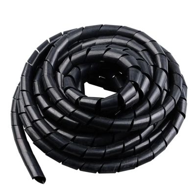 ELLANA spiral protector 4mm to 30mm Cable Management Sheath Winding Pipe Spiral Wrapping Transparent Black Wire Protector Plastic Organizer Tube Sleeve wraps cable(Black,10mm x 7.5 meter)