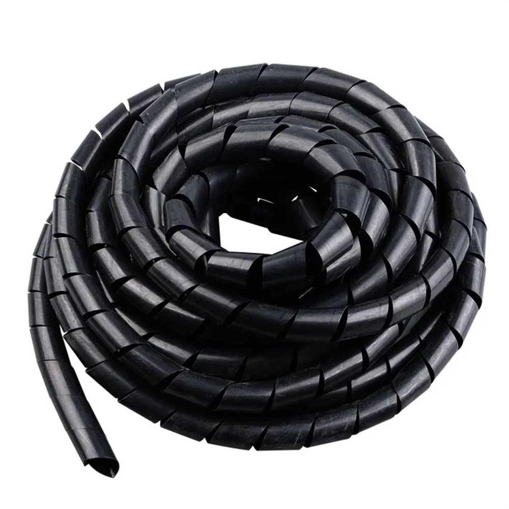 ELLANA spiral protector 4mm to 30mm Cable Management Sheath Winding Pipe Spiral Wrapping Transparent Black Wire Protector Plastic Organizer Tube Sleeve wraps cable(Black,10mm x 7.5 meter)