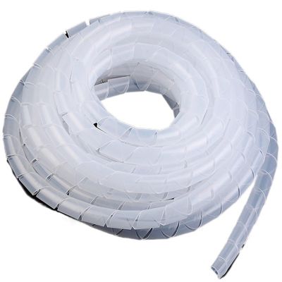 Spiral Protector 4mm to 30mm Cable Management Sheath Winding Pipe Spiral Wrapping Transparent Black Wire Protector Plastic Organizer Tube Sleeve Wraps Cable(Transparent White,10mm x 7.5 Meter)