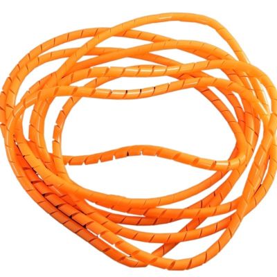 ELLANA spiral protector 6mm 10mm Spiral Wire Wrapping Bands Organizer Cable Sleeve Winding Pipe Line Tube Protection Cord Sheath Bundle Management Hose wraps cable(Orange Color,6mm ID 5 Meter)