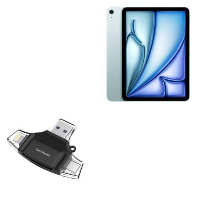 BoxWave Smart Gadget Compatible with Apple iPad Air (6th Gen 2024) (11 in) - AllReader SD Card Reader, microSD Card Reader SD Compact USB - Jet Black