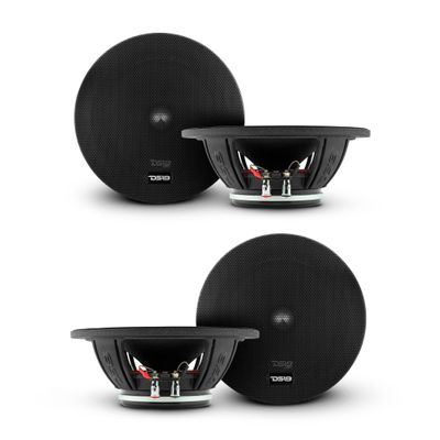 DS18 PRO-FR6NEO 6.5" Car Speaker Full-Range Silver Aluminum Bullet 450 Max 225 Watts RMS 4-Ohms Grill Included Neodymium Magnet - 4 Speakers (Renewed)