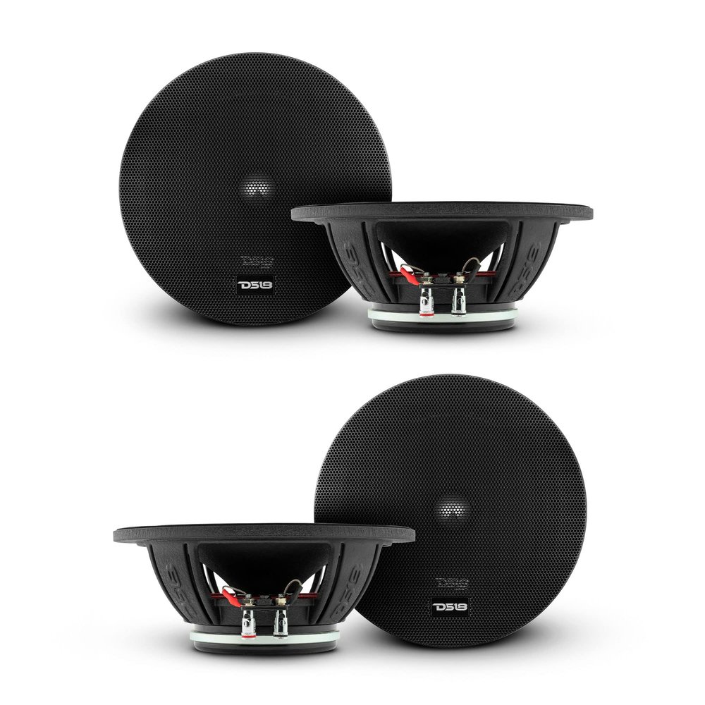 DS18 PRO-FR6NEO 6.5" Car Speaker Full-Range Silver Aluminum Bullet 450 Max 225 Watts RMS 4-Ohms Grill Included Neodymium Magnet - 4 Speakers (Renewed)