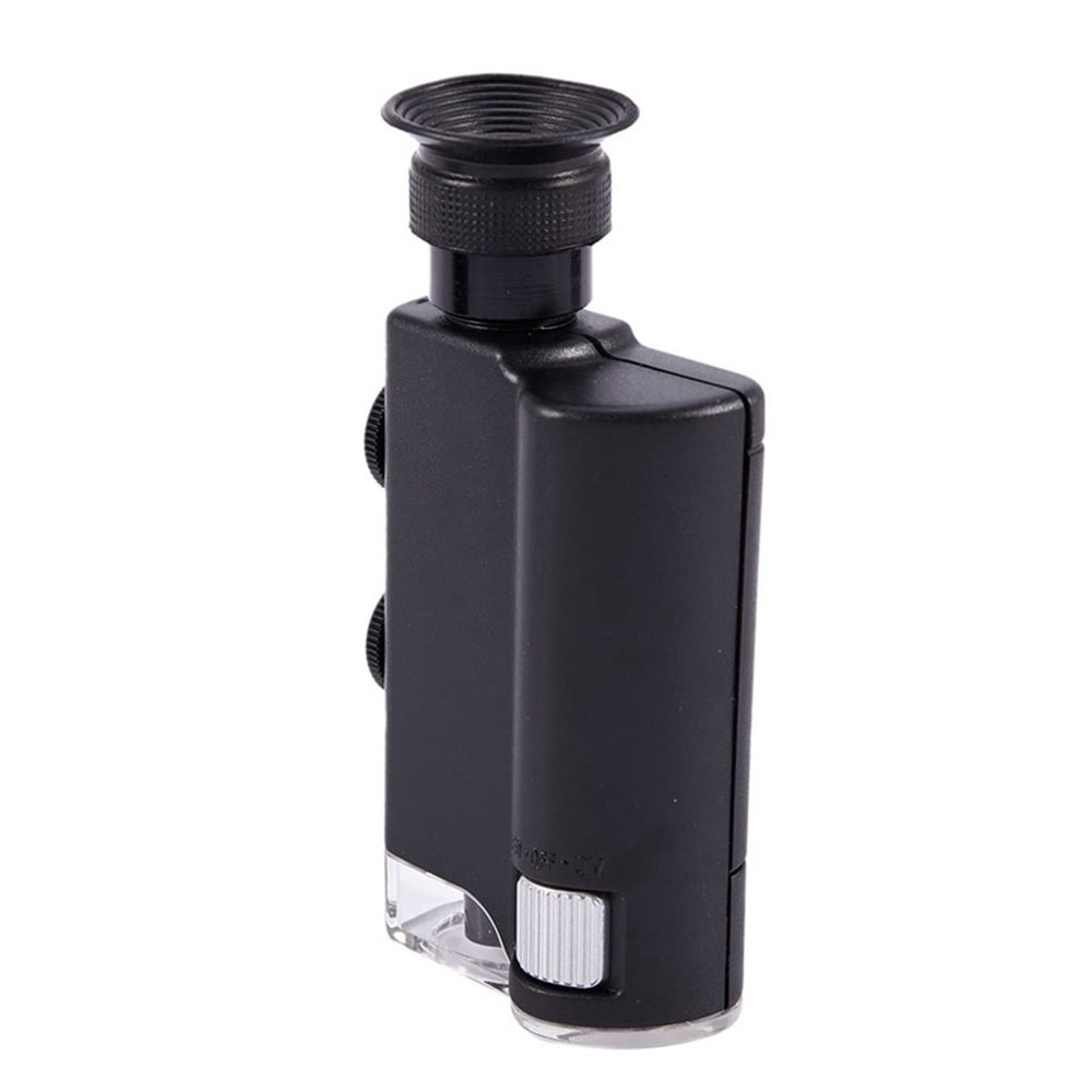 Joebo Microscope Kit 200X-240X Zoom Microscope Pocket Handheld Led Lamp Light Microscope Microscope Lens Adapters, Black