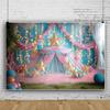 10x6.5ft Pink Circus Tents Backdrop 1st Birthday Background Carnival Theme Photography Background Girl Princess Birthday Party Newborn Baby Shower Decorations Photo Booth Cake Table Banner view 2