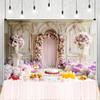 ChloropLastid 15x8ft Wedding Floral Photography Backdrop European Palace Hall Arch Pink Romantic Flower Background for Wedding Bridal Shower Women Girls Birthday Party Decoration Photo Props view 3