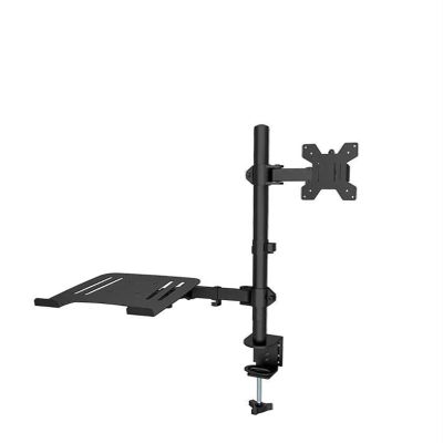 AVXANKTG M074 Dual LCD Monitor Desk Mount Fully Adjustable Stand with Extra Laptop Tray for Laptops up to 17" and Screens up to 32"