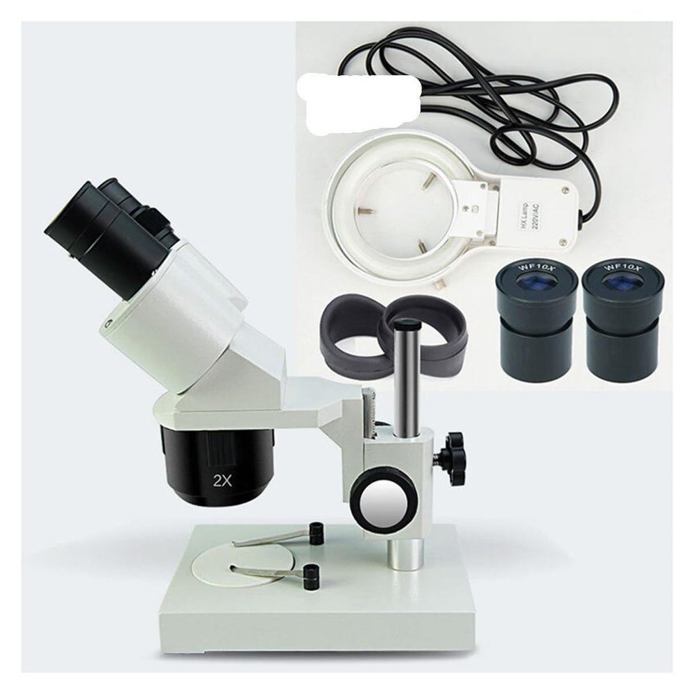JOEBO Microscope Kit 20X 40X Illuminated Industrial Binocular Stereo Microscope Microscope Lens Adapters(WF10X-220V Light)