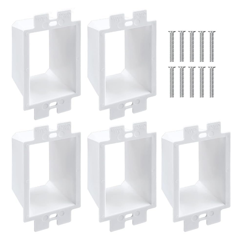 MARALANG 5PCS -2 Electrical Outlet Box Extenders with 10PCS Screws, Single Gang Box Extender Outlet Box Extender Electrical Box Extender White, 500456645