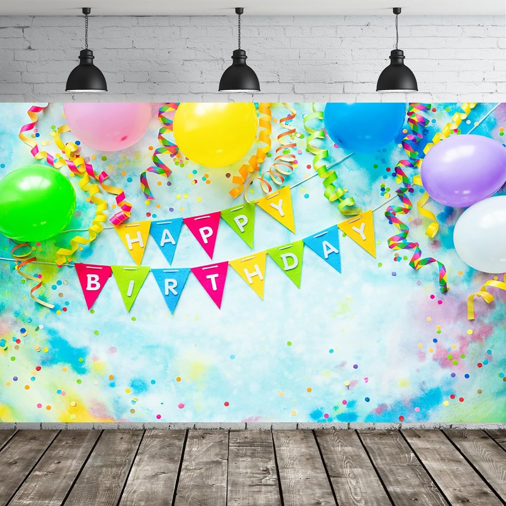 15x10ft Happy Birthday Backdrop Colorful Balloons Photography Background Kids Birthday Party Decorations Banner Boy Girl Women Photoshoot Photo Studio Booth Props