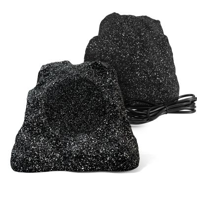 Herdio Outdoor Rock Bluetooth Speakers Wired IPX7 Waterproof 400 Watt Resin Material All Weather for Deck Pool Backyard Patio Garden BBQ (1 Pair Black)