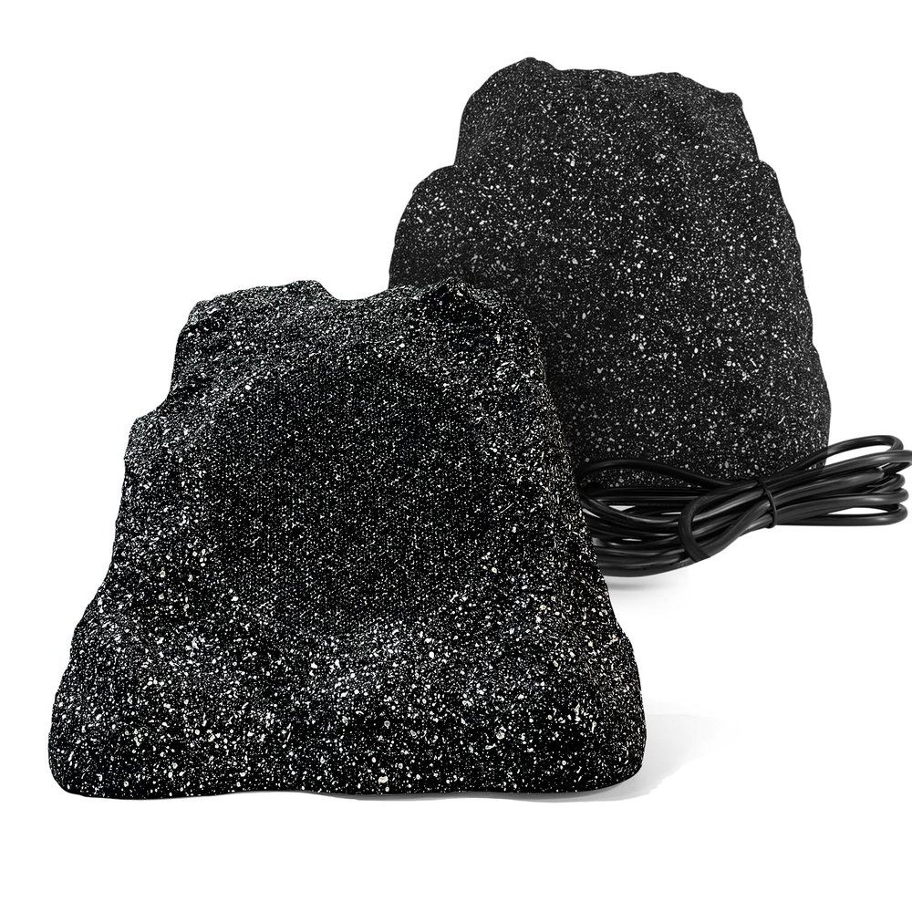 Herdio Outdoor Rock Bluetooth Speakers Wired IPX7 Waterproof 400 Watt Resin Material All Weather for Deck Pool Backyard Patio Garden BBQ (1 Pair Black)
