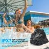 Herdio Outdoor Rock Bluetooth Speakers Wired IPX7 Waterproof 400 Watt Resin Material All Weather for Deck Pool Backyard Patio Garden BBQ (1 Pair Black) view 2