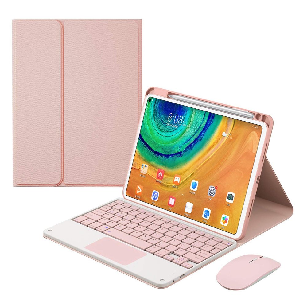 Aidashine Keyboard Case for Huawei Matepad 11.5/Air 11.5, Multi-Angle Detachable Bluetooth Keyboard with Touchpad, Pencil Holder,Pink,No Backlit