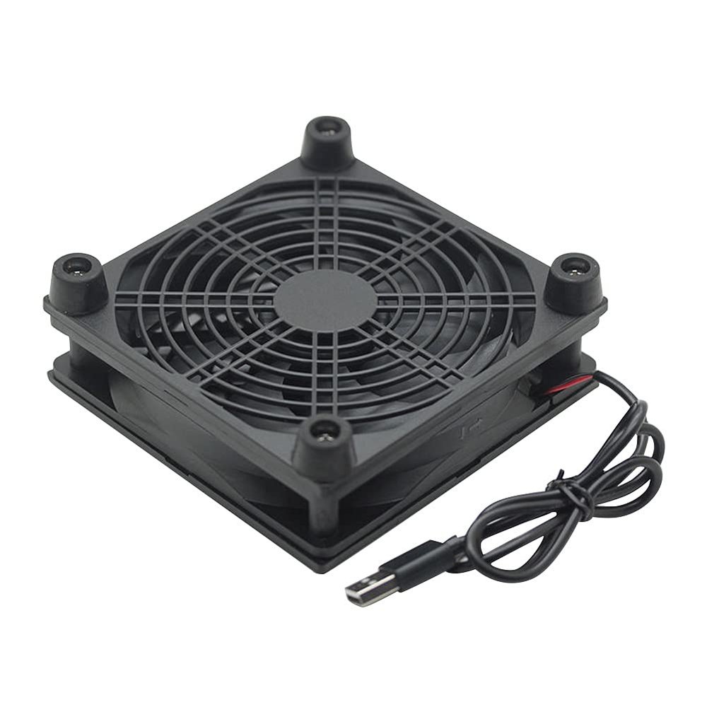 5V USB Router Fan TV Box Cooler 120mm PC DIY Cooler W/Screws Protective net Silent Desktop Fan (Color : Black)