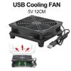 5V USB Router Fan TV Box Cooler 120mm PC DIY Cooler W/Screws Protective net Silent Desktop Fan (Color : Black) view 4
