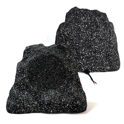 Herdio 8" Outdoor Rock Passive Speakers 600 Watt,IPX7 Waterproof,Hardwired, for Pool,Garden,Deck,Outdoor Activities (Black,Pair)