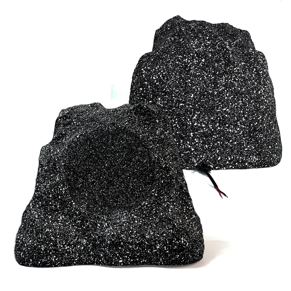 Herdio 8" Outdoor Rock Passive Speakers 600 Watt,IPX7 Waterproof,Hardwired, for Pool,Garden,Deck,Outdoor Activities (Black,Pair)