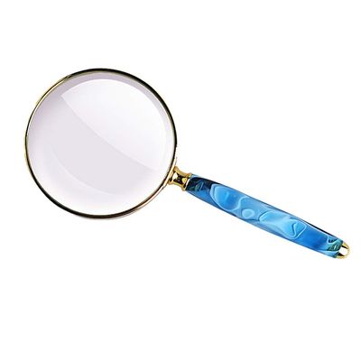 10 Times Handheld Magnifier HD Magnifier Old Man Reading Mirror Microscope Student Child Enlarged Mirror (Color : Blue)