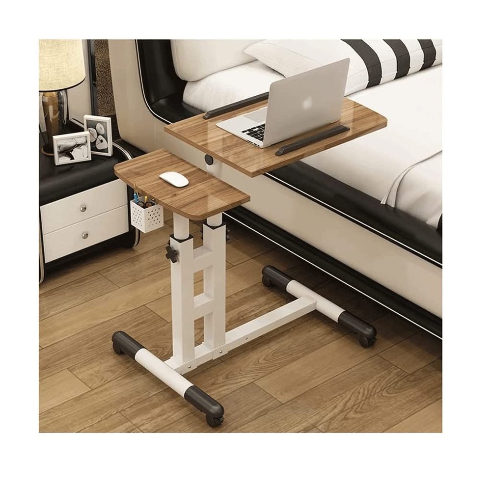 MUYRJLZX Standing Desk Adjustable Laptop Desk with Wheels Overbed Bedside DeskStanding Laptop Desk Tilting Over Bed Table for Home Use or Medical Easy to Move