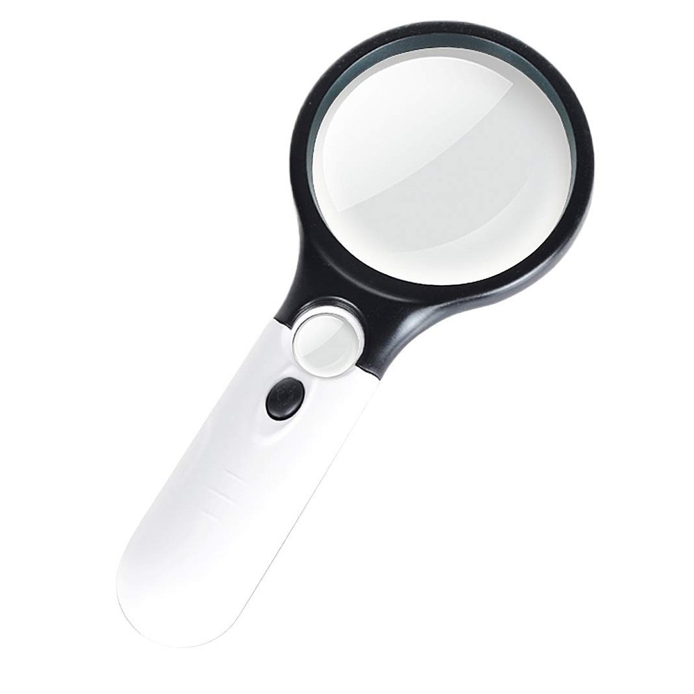 HD 10 Times Handheld Magnifier LED Light Read Service Microscope Portable Reading Mirror Enlarged Mirror (Color : 100mm)