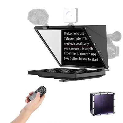 Desview 20'' Teleprompter Portable Professional Broadcast Prompter Support Vertical Horizontal Shooting Quick Installation for Live Streaming Meeting Program Recording Vlog Creation with Carry Case