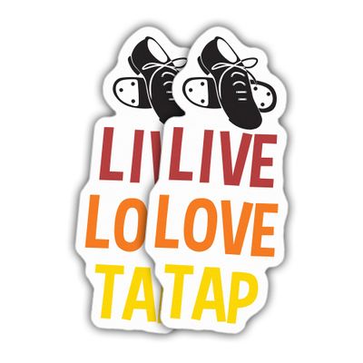 (2pcs) Tap Dance Sticker Tap Dance Decal Live Love Tap Funny Vinyl Stickers Weather-Resistant Stickers for Water Bottles Laptop Window Car 2pcs Size 5"