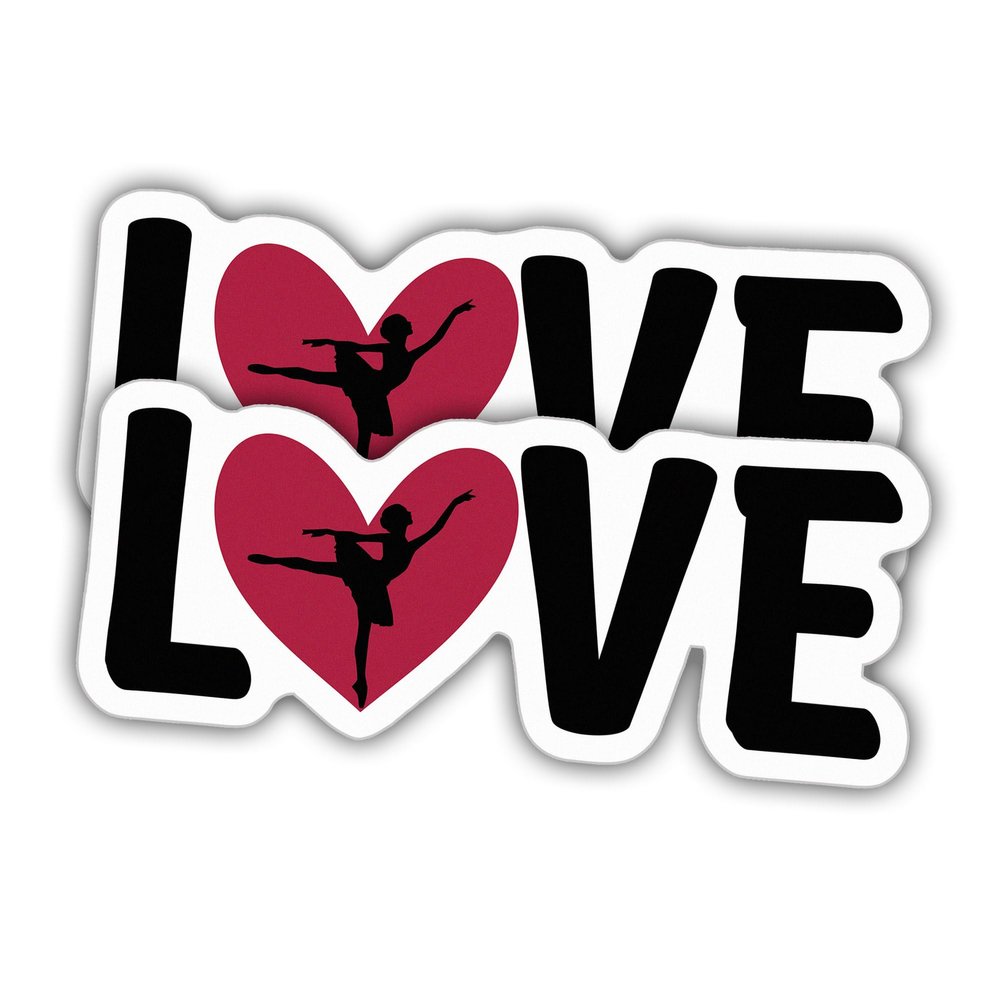 (2pcs) Ballet Dance Sticker Ballet Dance Decal Love Ballet Dance Funny Vinyl Stickers Weather-Resistant Stickers for Water Bottles Laptop Window Car 2pcs Size 3"