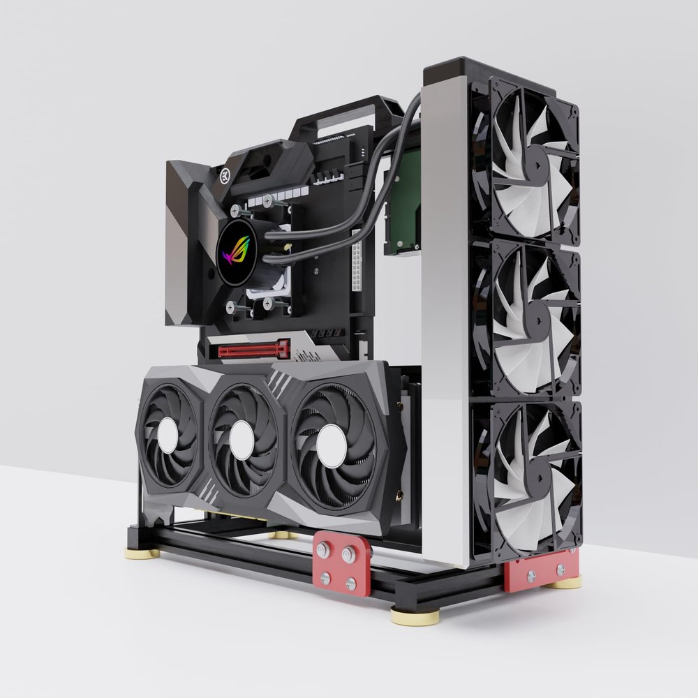 DALAIBUKESI DIY Aluminium Pc Open Case Computer Chassis Test Bench Support Water Cooling Support Server chassis Support Itx Matx Atx Eatx (4.E-ATX), silvery