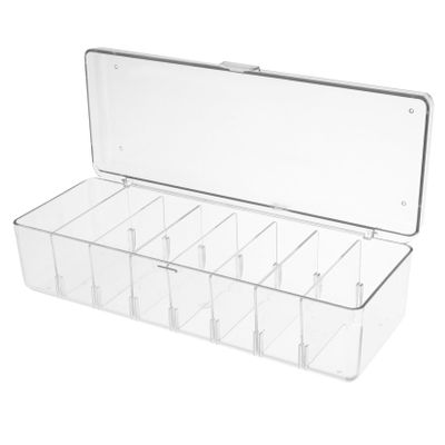 TEHAUX Transparent Cord Organizer Box with Lid Detachable Dividers for Cables Wires and Accessories for Home Office and Travel Storage