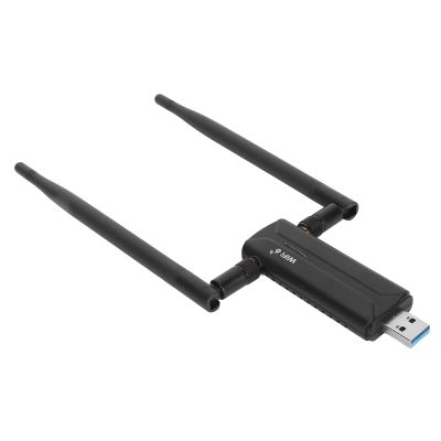 USB Adapter for PC, AX 5400Mbps Network Adapter with 6GHz 5GHz 2.4GHz Triple Band, Dual 6dBi Antennas, Support 11 10