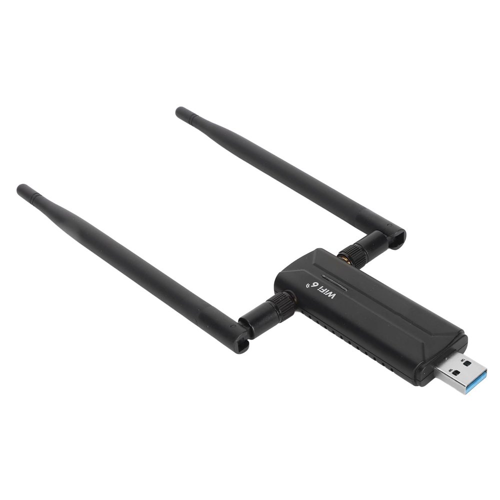 USB Adapter for PC, AX 5400Mbps Network Adapter with 6GHz 5GHz 2.4GHz Triple Band, Dual 6dBi Antennas, Support 11 10