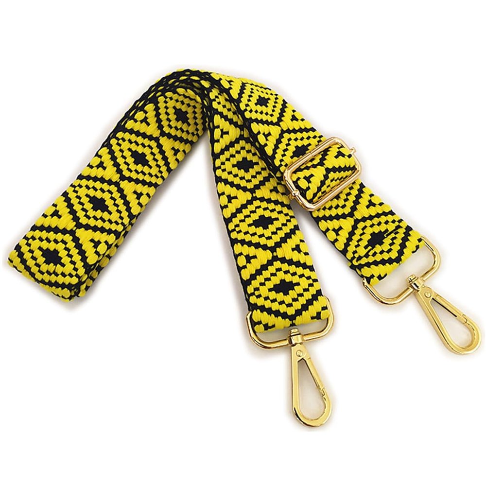 WYXFDC Embroid style Purse Strap 1.5" Wide Purse Strap Adjustable Replacement Colorful Crossbody Handbag Strap (Yellow)