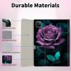 CGFGHHUY for iPad Pro 12.9 Case 6th/5th/4th Generation 2022/2021/2020 Detachable Wireless Keyboard & 360 Rotating Stand PU Leather Cover with Pen Holder Protective Case - Flower and Butterfly view 2