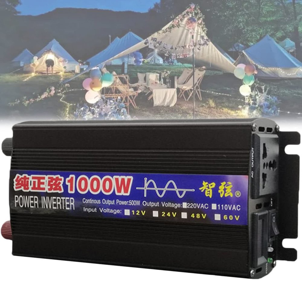 1000W/2000W/3000W/4000W/5000W/6000W/8000W Pure Sine Wave Power Inverter 12V 24V 48V 60V DC to 110V 230V AC Car Plug Inverter Adapter Power Converter with 2 AC Outlets Car Charger,1000W-48Vto110V