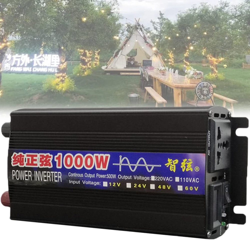 1000W/2000W/3000W/4000W/5000W/6000W/8000W Pure Sine Wave Power Inverters 12V 24V 48V 60V DC to 110V 230V AC with 2 AC Outlets LCD Display for Home RV Solar System Car,1000W-12Vto110V