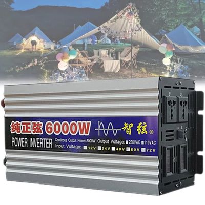 1000W/2000W/3000W/4000W/5000W/6000W/8000W Pure Sine Wave Power Inverter 12V 24V 48V 60V DC to 110V 230V AC Car Plug Inverter Adapter Power Converter with 2 AC Outlets Car Charger,6000W-24Vto220V