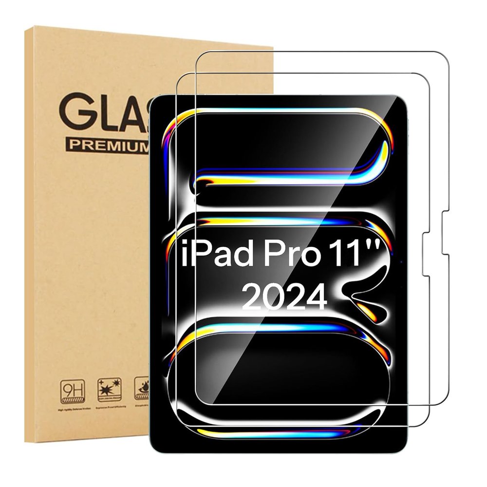 Aircawin Screen Protector for iPad Pro 11 inch M4 2024,9H Tempered Glass Film for 11'' iPad Pro 5th Generation,HD Clear,Bubble Free,Scratch-Proof,Case Friendly,Face ID&Apple Pencil Compatible-2 Pack