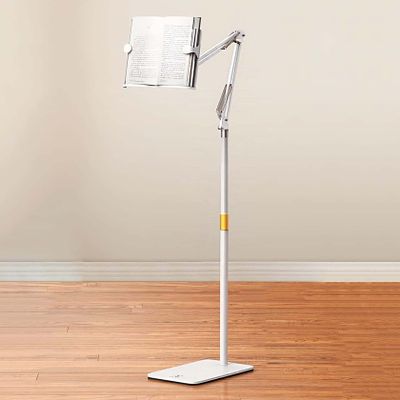 ELUKHT Book Stand for Bed 55~170cm Height Adjustable 180-degree Rotatable Book Holder Floor Book Holder for Reading for BookscookbooksMagazinesOff White (Off White)