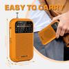 XHDATA D220 Portable Radio AM FM SW Shortwave Receiver Pocket Radios, 2AA Battery Operated Transistor Radio with Excellent Reception for Gift, Family, Elder (Orange) view 2