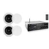 Pyle 8" Ceiling Speakers, Bluetooth 500W PA Amplifier - Pair of in-Wall Stereo Sound Midbass Woofer Speaker System with Public Address Receiver view 1