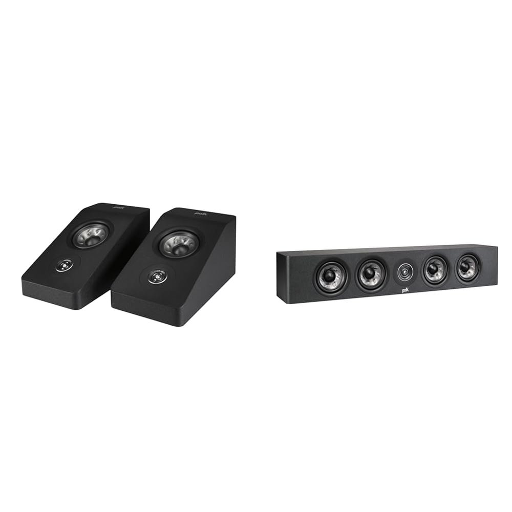 Polk Reserve R900 Height and R350 Center Channel Speakers Bundle with 1" Tweeters and 4" Woofers for Dolby Atmos Home Theater