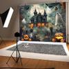 12x10ft Happy Halloween Backdrop Full Night Moon Halloween Backdrops Scary Castle Graveyard Pumpkin Lantern Background for Kids Adult Family Party Decorations Photo Studio Props view 3