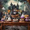 12x10ft Happy Halloween Backdrop Full Night Moon Halloween Backdrops Scary Castle Graveyard Pumpkin Lantern Background for Kids Adult Family Party Decorations Photo Studio Props view 4