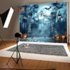 15x10ft Happy Halloween Haunted Graveyard Backdrop Pumpkin Lantern Spooky Night Moon Background Kids Ghost Party Decorations Photography Banner Photo Booth Studio Props view 3
