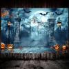 15x10ft Happy Halloween Haunted Graveyard Backdrop Pumpkin Lantern Spooky Night Moon Background Kids Ghost Party Decorations Photography Banner Photo Booth Studio Props view 4
