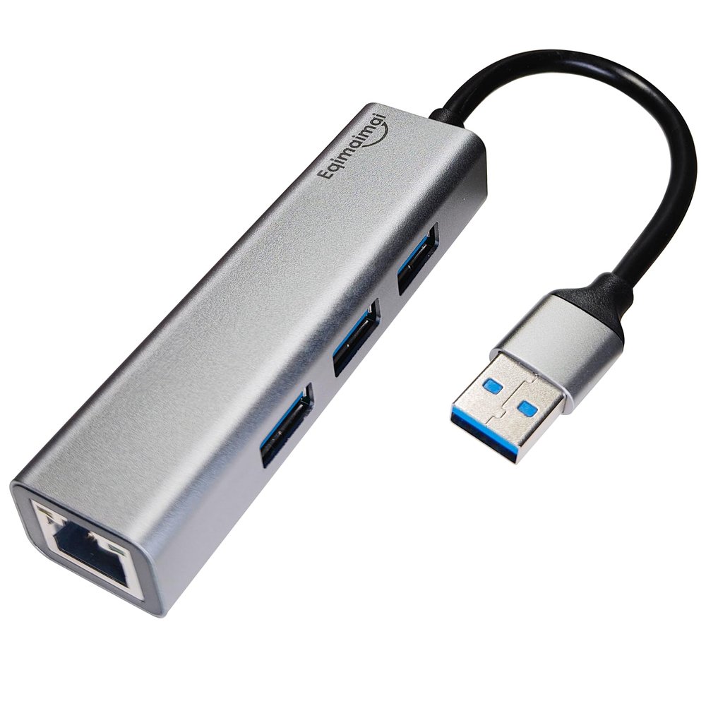USB 3.0 Hub with Ethernet Adapter - 1GB RJ45, USB A to Ethernet, Compatible with Windows, Mac OS, Linux